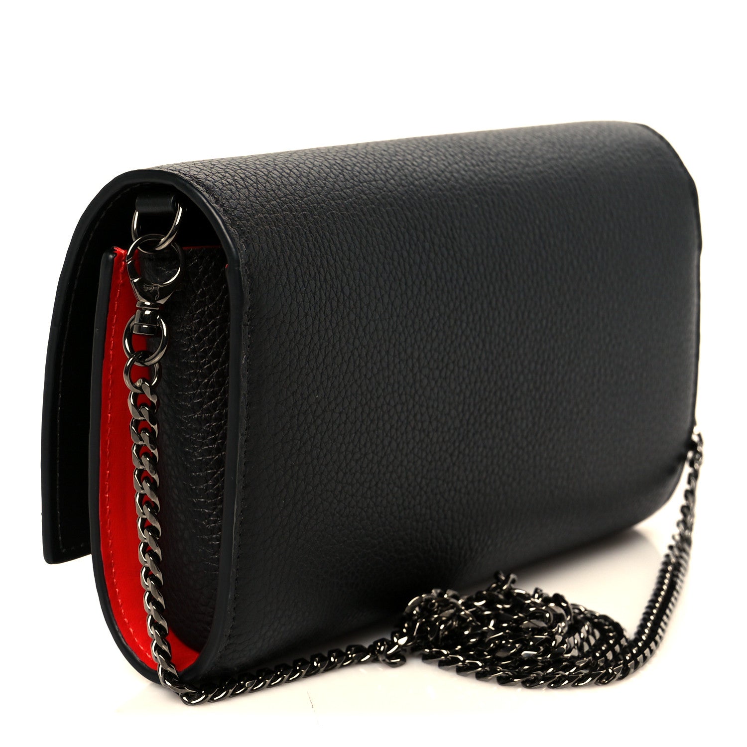 Christian Louboutin Grained Calfskin By My Side Wallet On Chain Black 3 of 11
