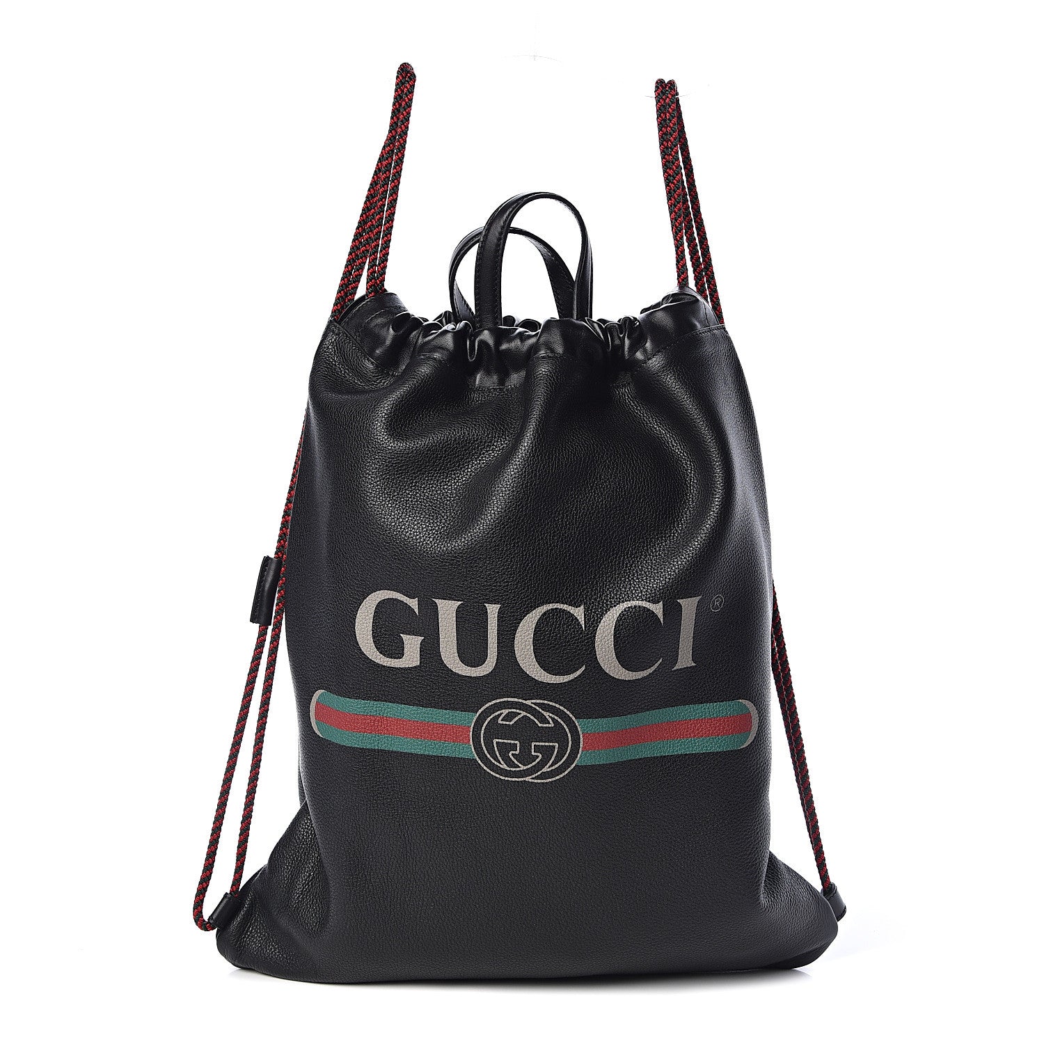 Gucci Calfskin Logo Drawstring Backpack Black 3 of 11