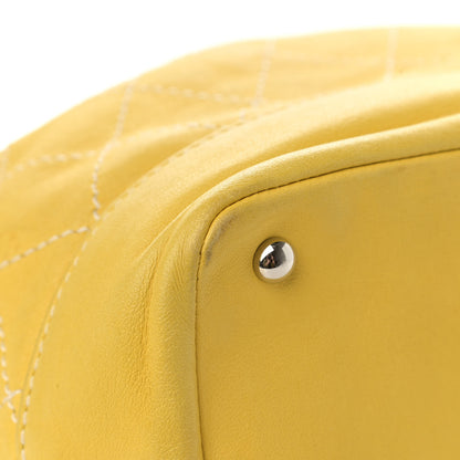 Chanel Lambskin Contrast Stitch Drawstring Tote Yellow 8 of 13
