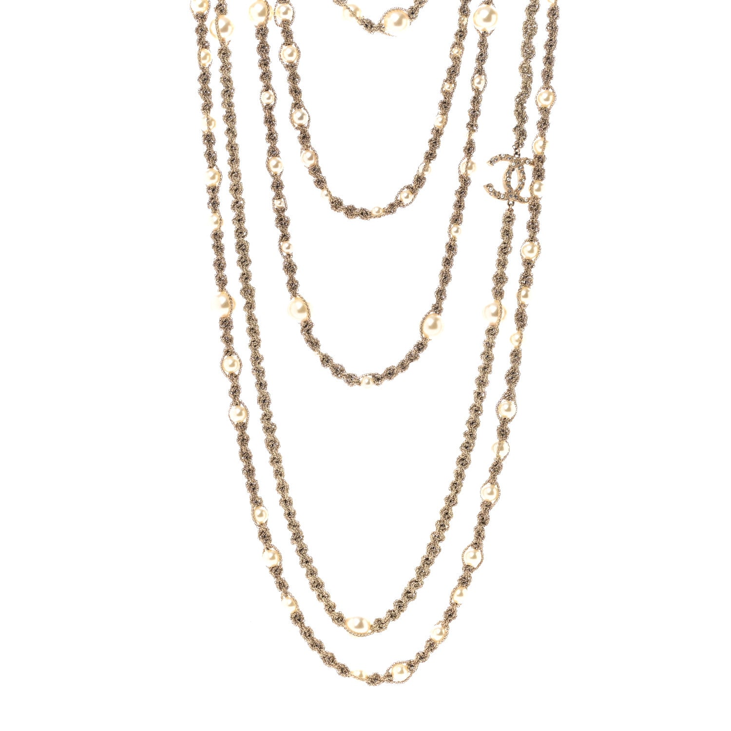Chanel Pearl CC Chain Multi Strand Necklace Gold 1 of 7