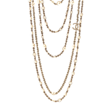 Chanel Pearl CC Chain Multi Strand Necklace Gold 1 of 7