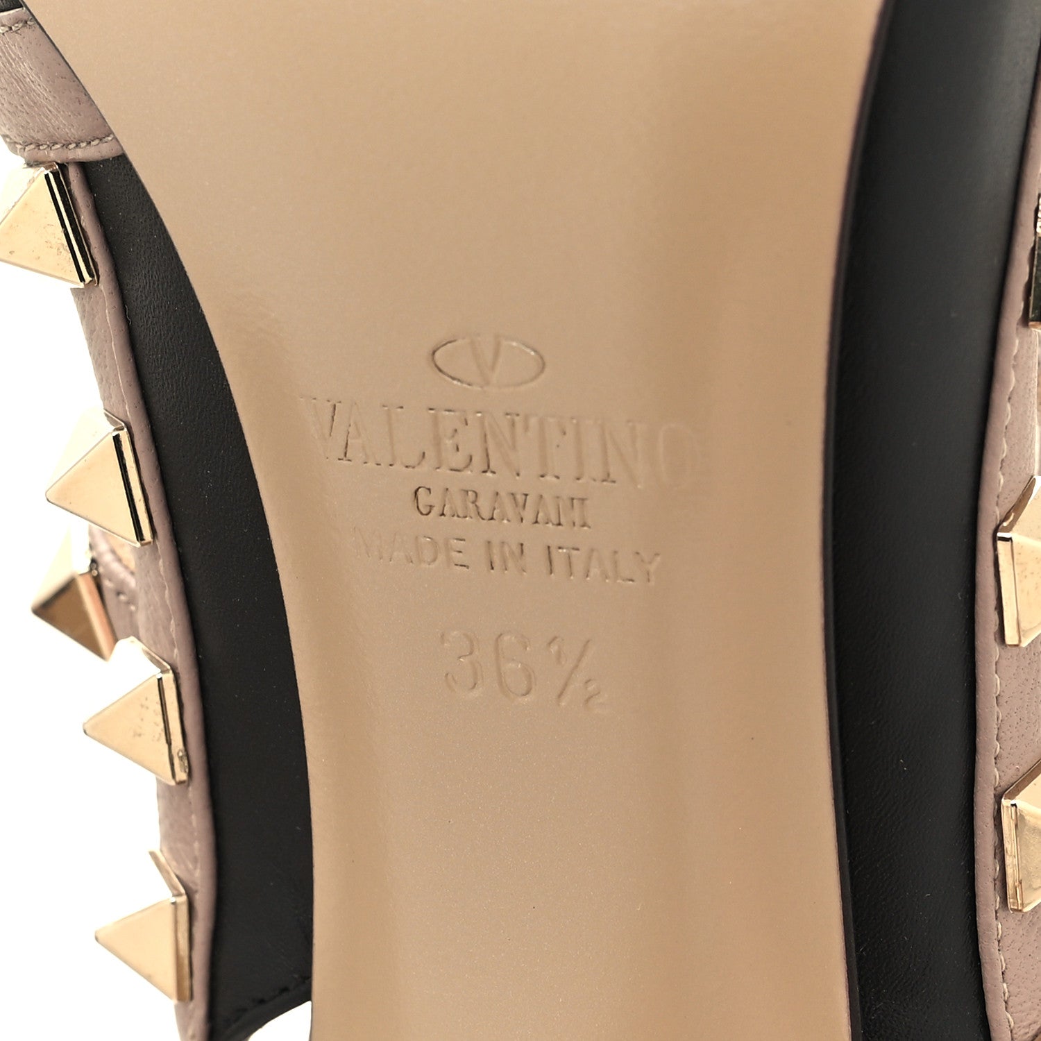 Valentino Garavani Calfskin Nappa Rockstud Ankle Strap 100mm Pumps 36.5 Black Poudre 6 of 8