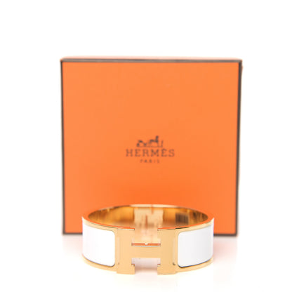 Hermes Enamel Wide Clic Clac H Bracelet PM White 4 of 4