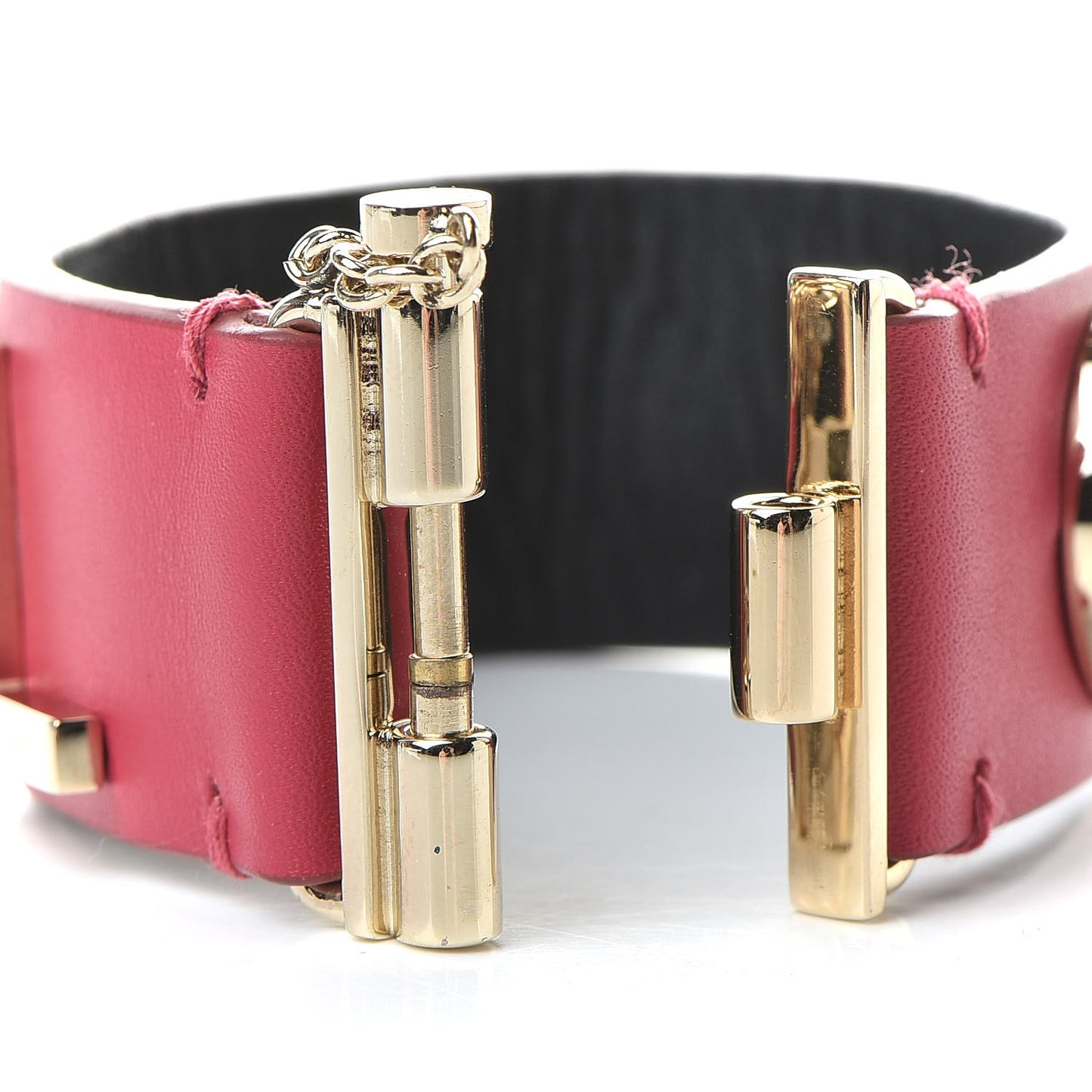 Calfskin Logo Cuff Bracelet S Pink Gold