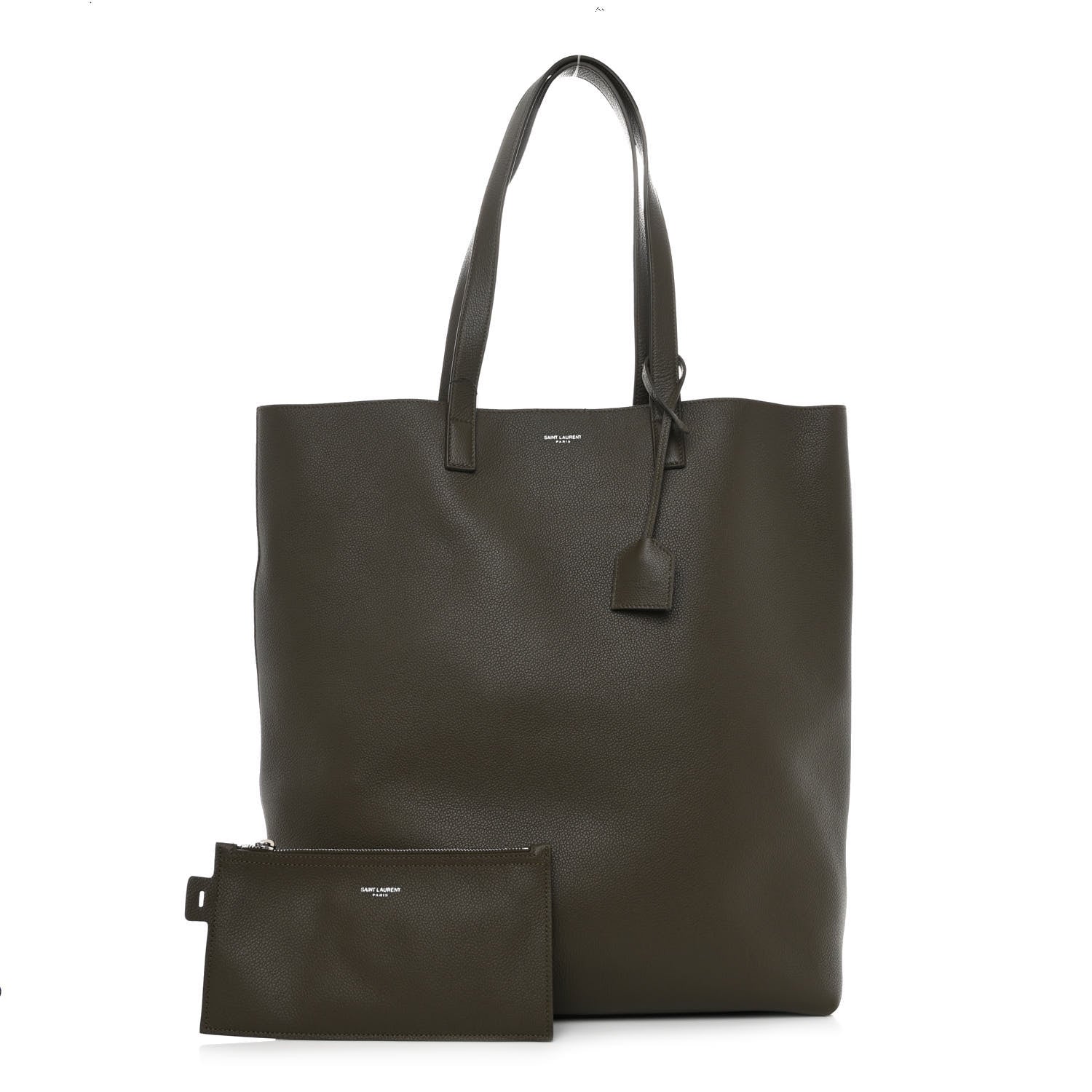 Saint Laurent Calfskin Bold Shopping Tote Khaki 1 of 10