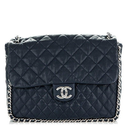 Chanel Washed Lambskin Quilted Maxi Chain Around Flap Dark Navy Blue 1 of 6