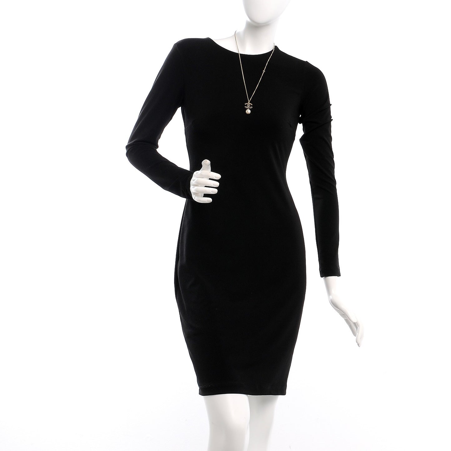 Enamel CC Baroque Pearl Drop Necklace Black Gold