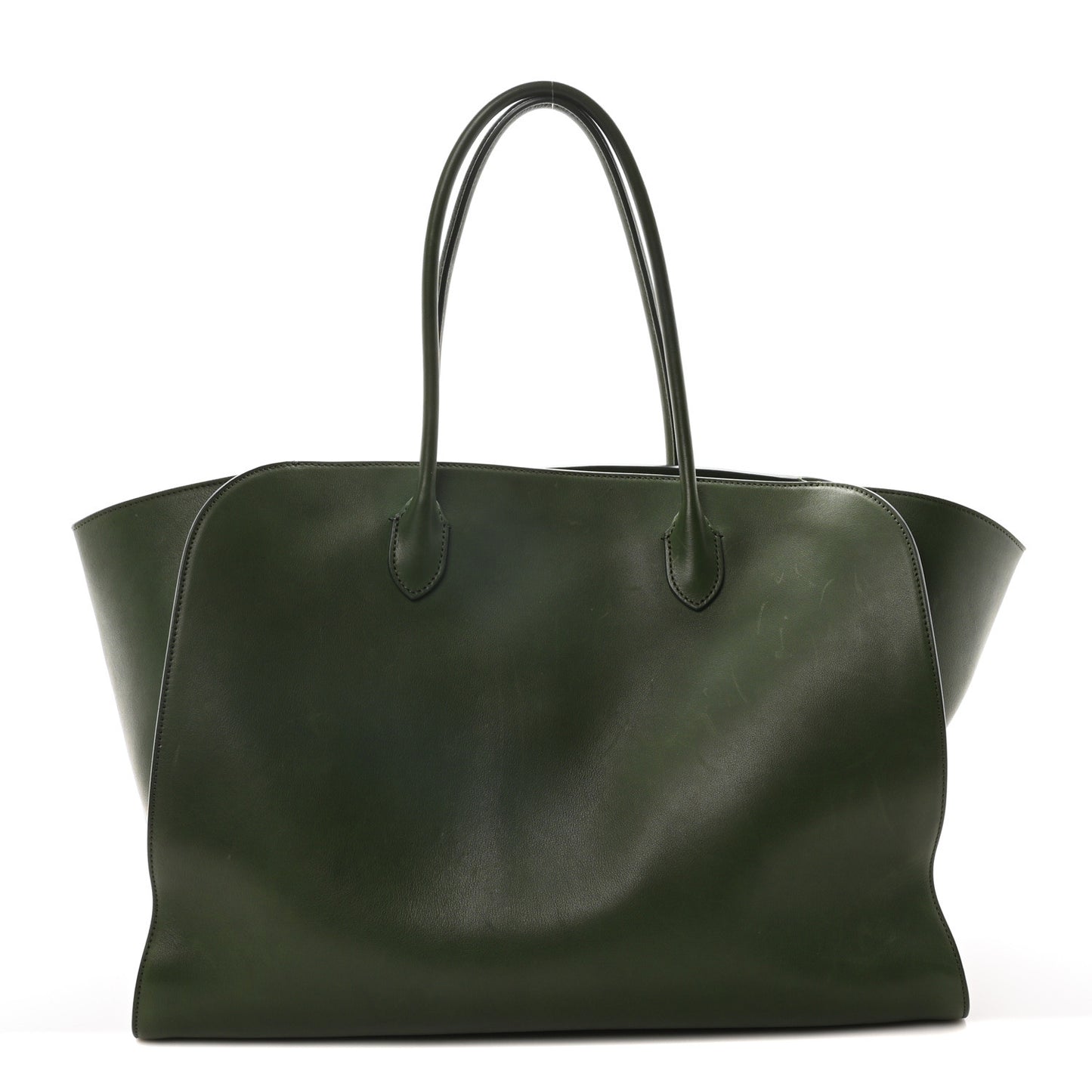 Polished Saddle Calfskin Marlo Tote Bag Moss