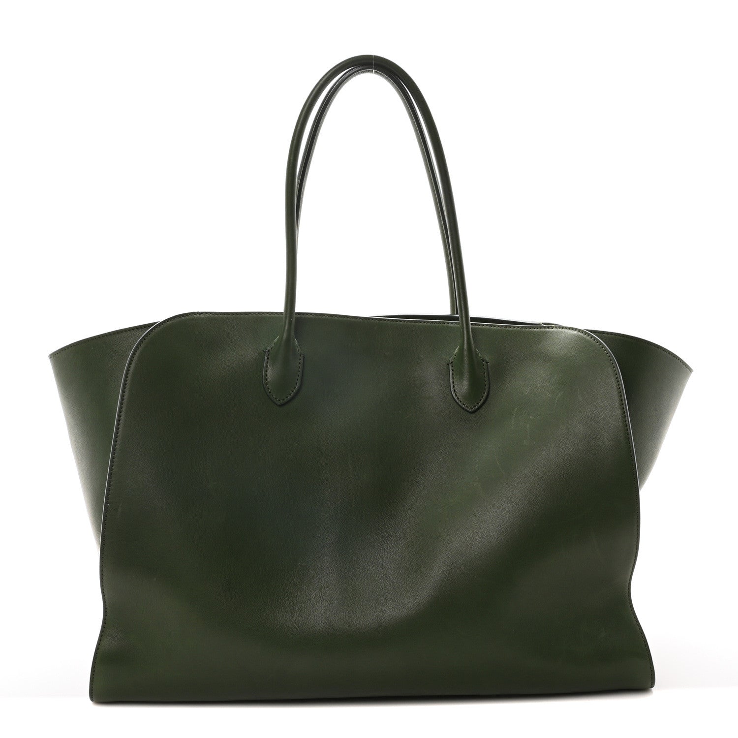 The Row Polished Saddle Calfskin Marlo Tote Bag Moss 1 of 9