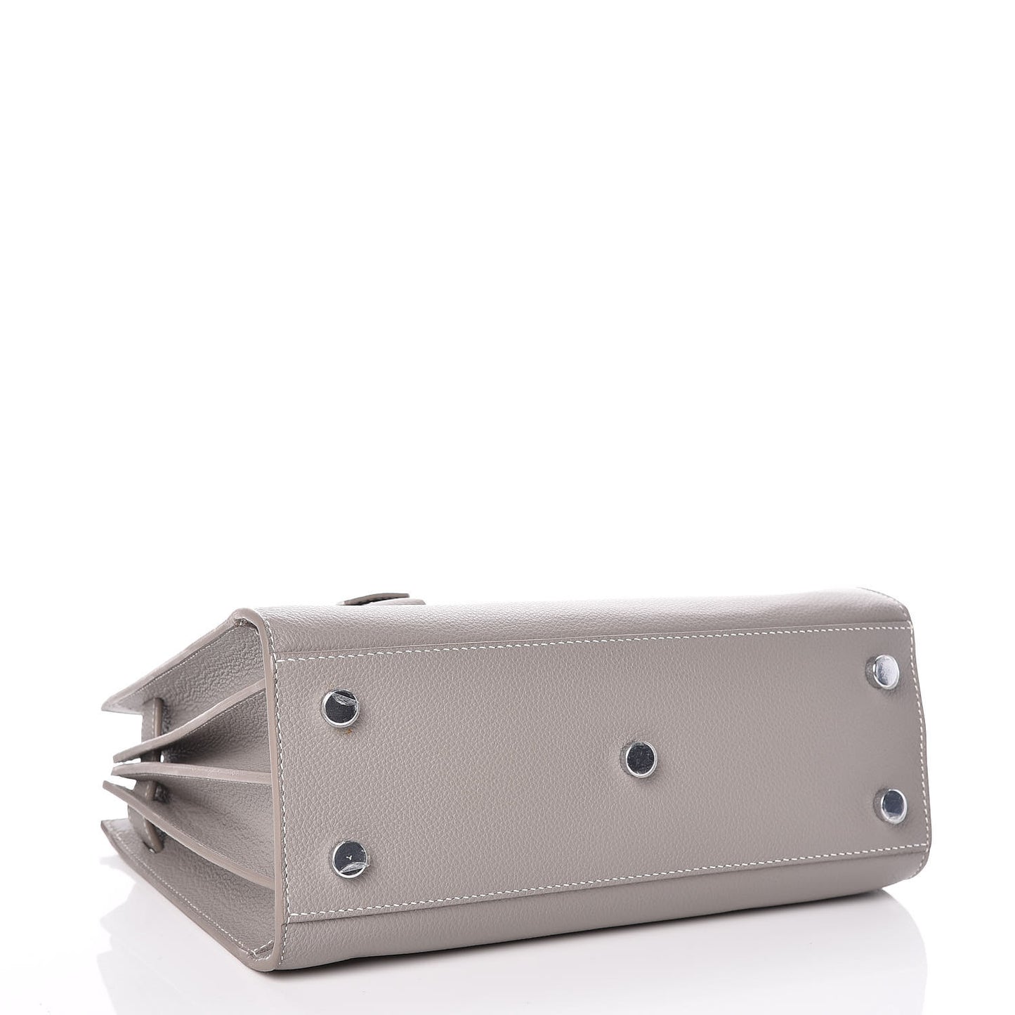 Grained Calfskin Topstich Baby Sac De Jour Grey