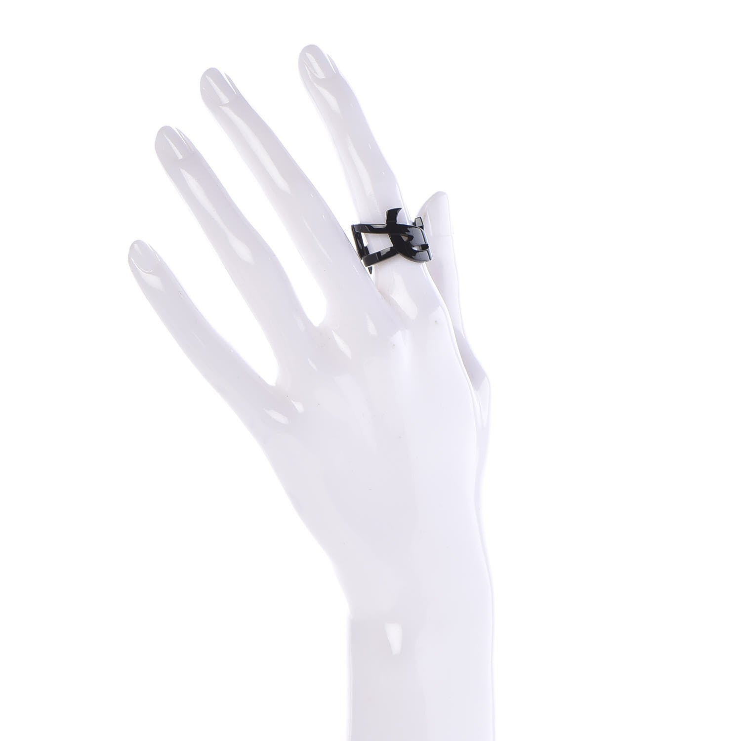 Saint Laurent Brass Monogram Cassandre Ring 5 Black 2 of 5