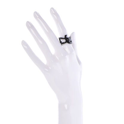 Saint Laurent Brass Monogram Cassandre Ring 5 Black 2 of 5