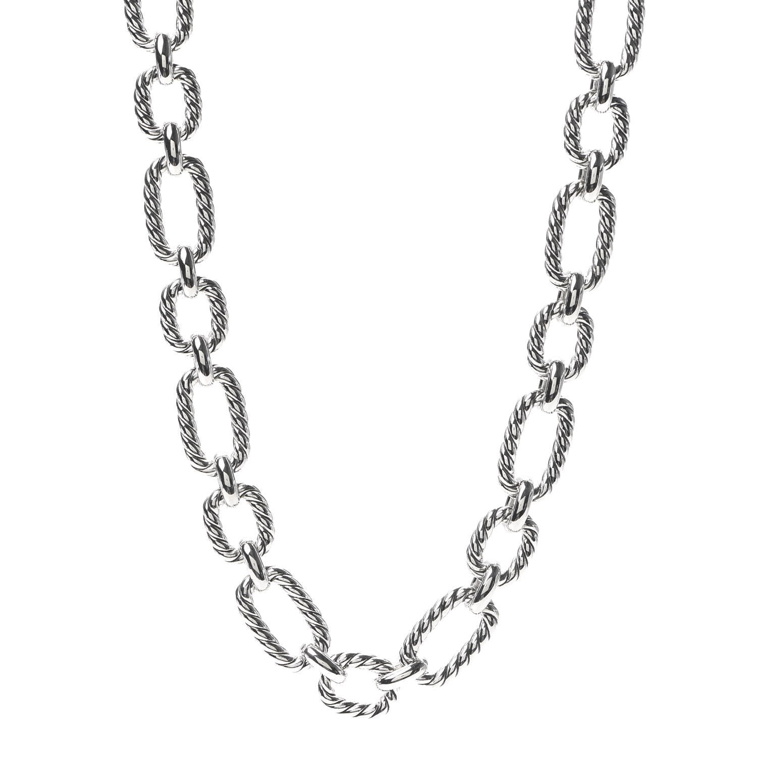 David Yurman Sterling Silver 12.5mm Cushion Link Chain Necklace 1 of 5