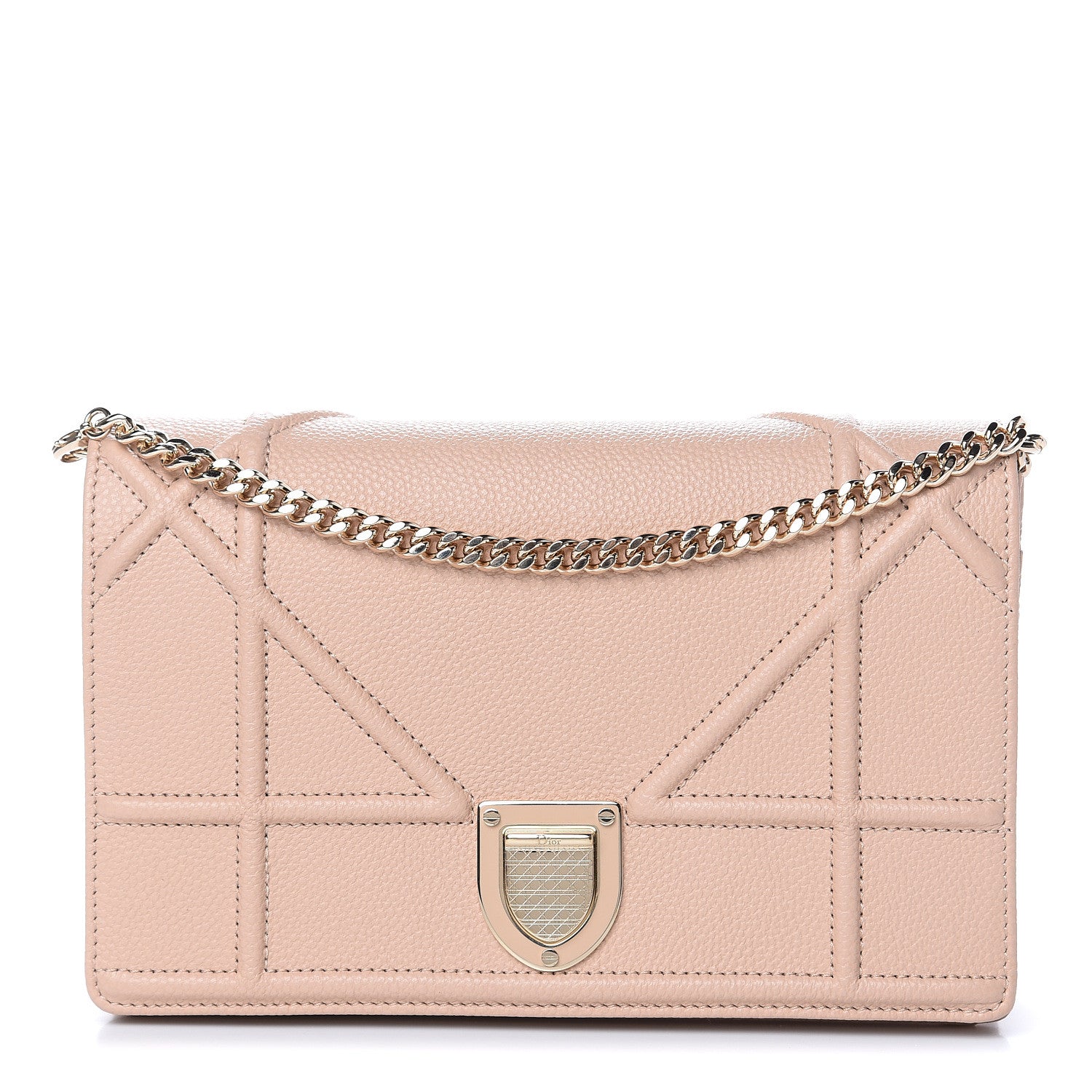 Christian Dior Grained Calfskin Diorama Wallet on Chain Pouch Nude 1 of 10