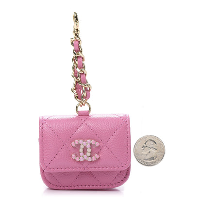 Chanel Caviar Quilted Crystal CC Airpods Pro Case Pink 2 of 9