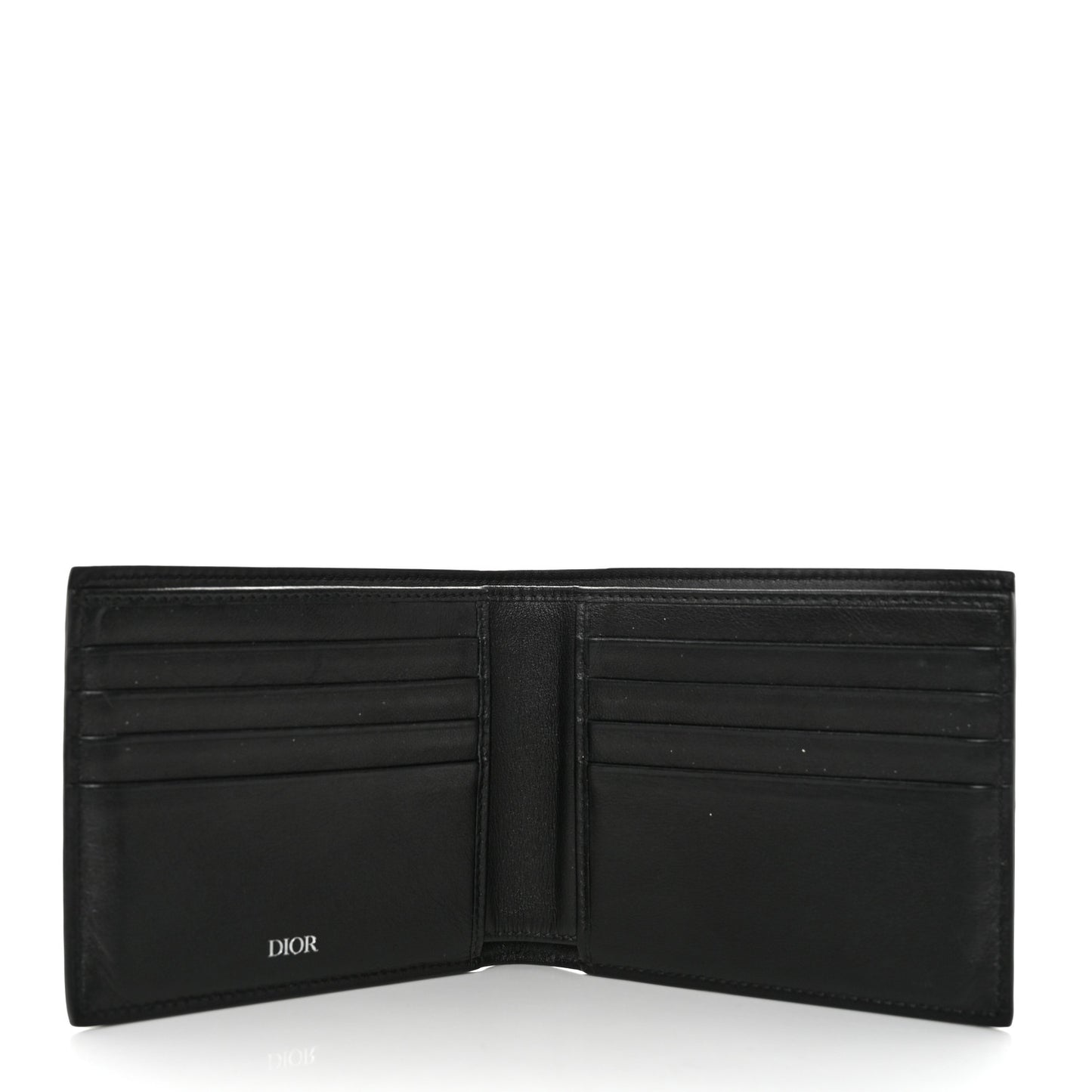 Calfskin Perforated Oblique Bi-Fold Do Galaxy Wallet Black