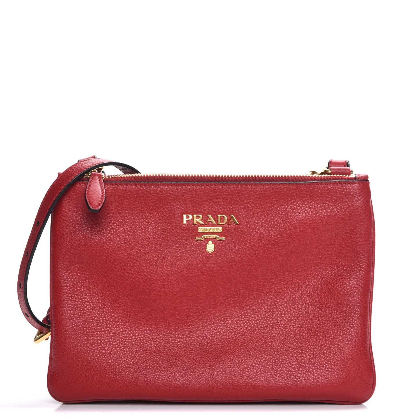 Vitello Phenix Double Zip Crossbody Bag Scarlatto