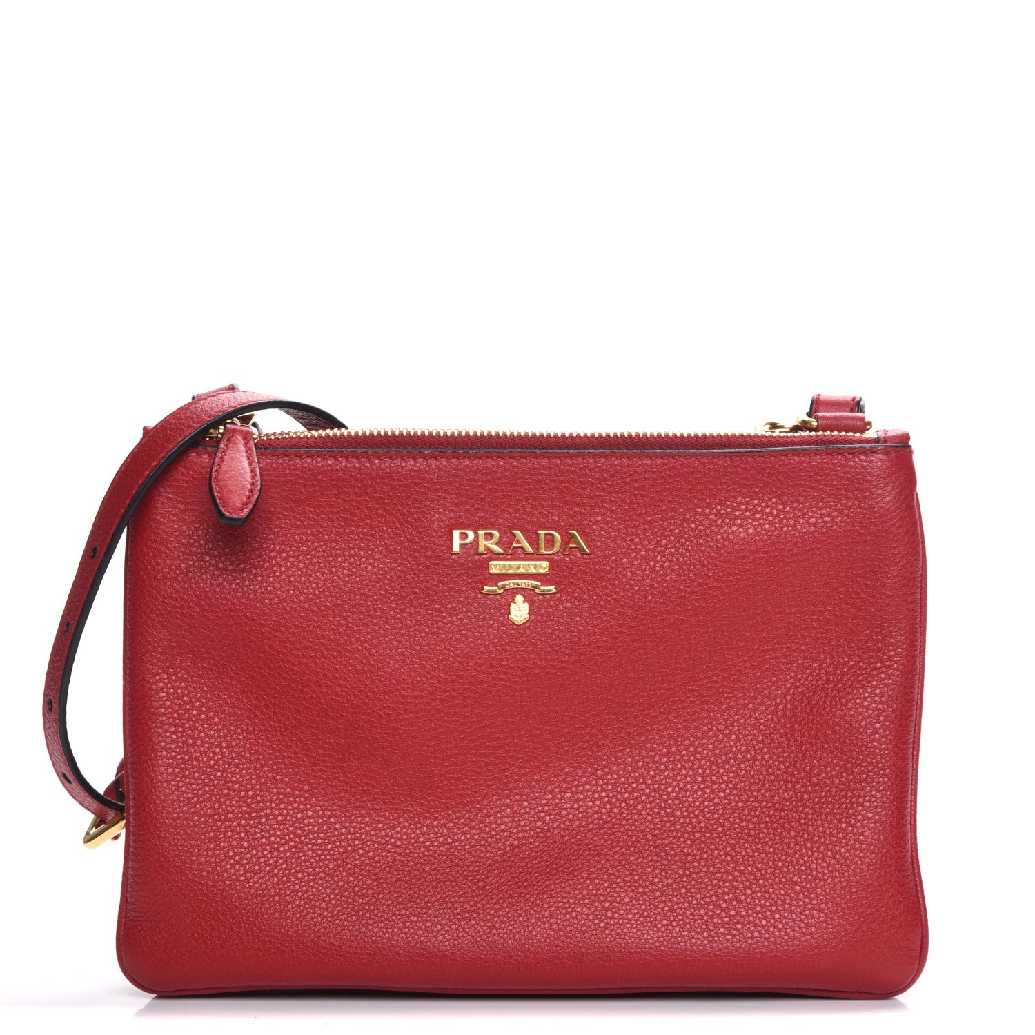 Prada Vitello Phenix Double Zip Crossbody Bag Scarlatto 1 of 10