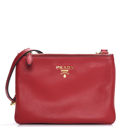 Prada Vitello Phenix Double Zip Crossbody Bag Scarlatto 1 of 10