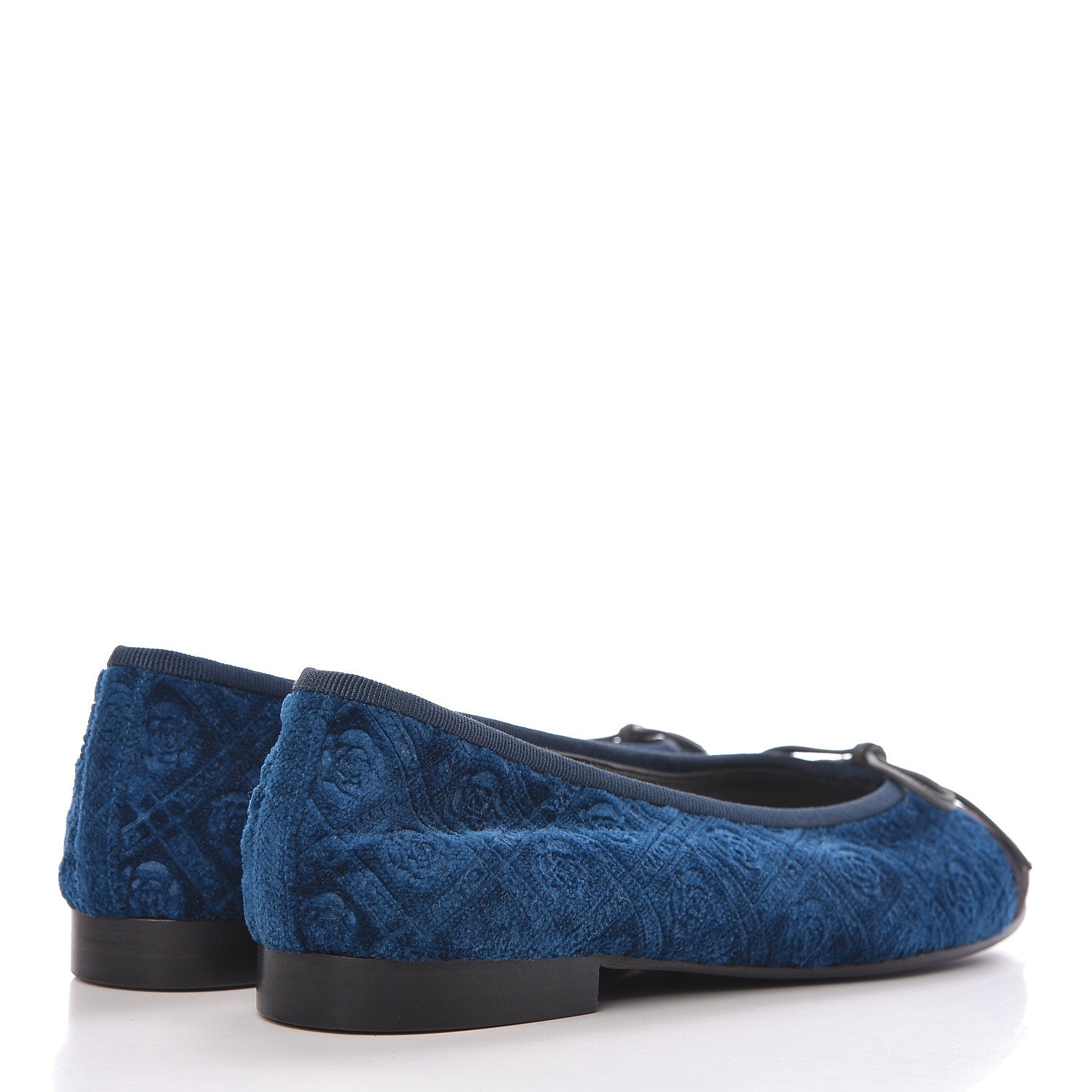 Chanel Velvet Grosgrain Cap Toe Ballerina Flats 36.5 Navy Black 4 of 8
