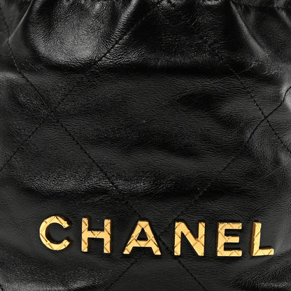 Chanel Shiny Crumpled Calfskin Quilted Pearl Mini Chanel 22 Black 8 of 10