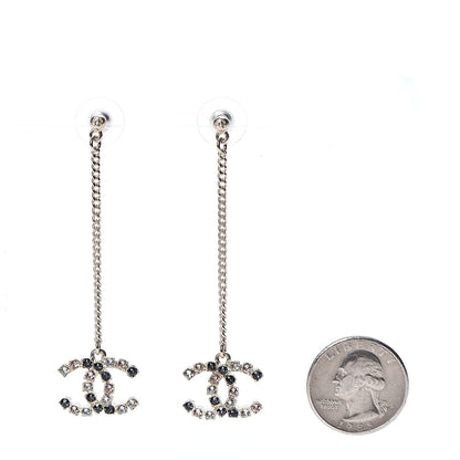 Chanel Crystal CC Drop Earrings Pink Grey Gold 2 of 4