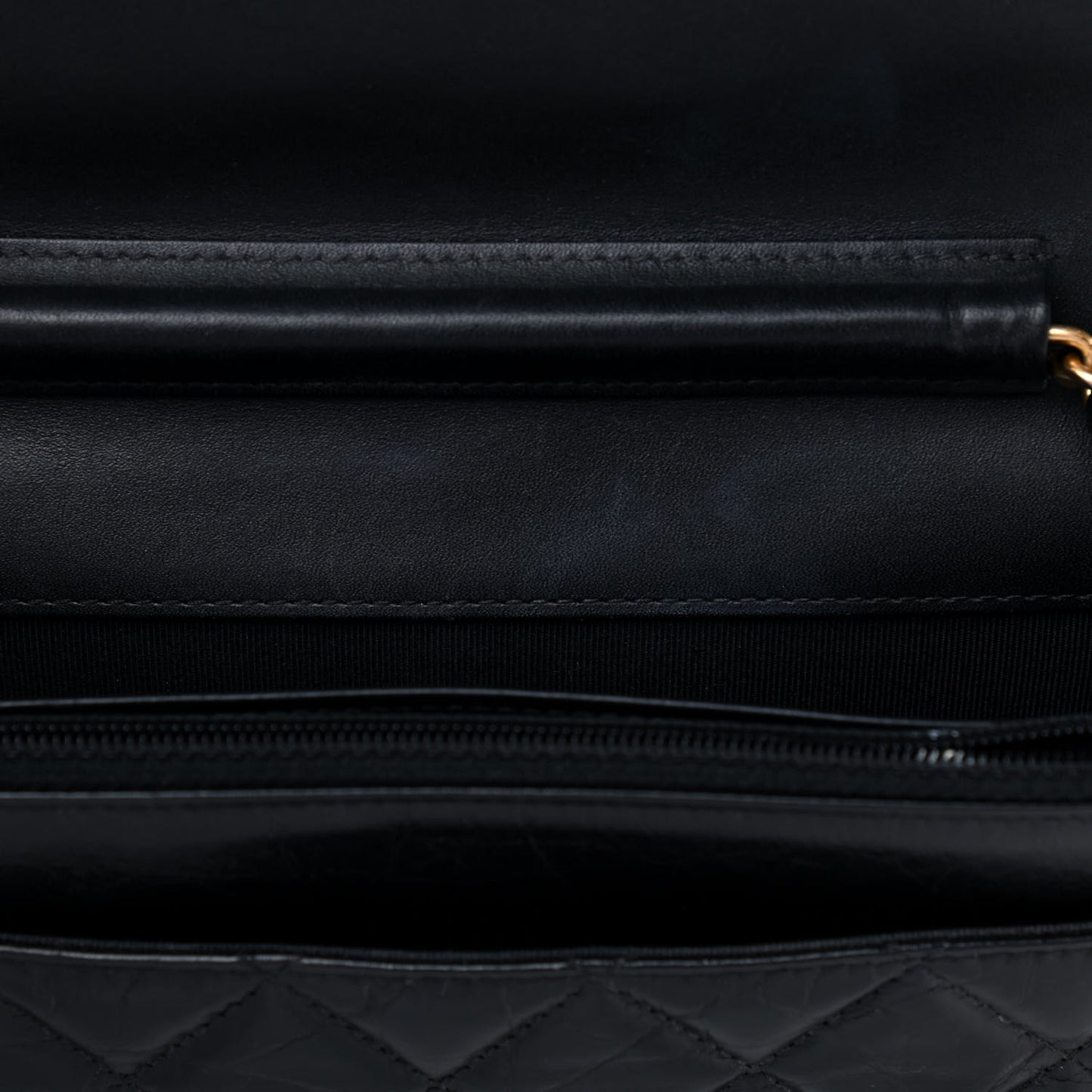 Aged Calfskin Quilted Lucky Charms Casino 2.55 Reissue Wallet On Chain WOC Black