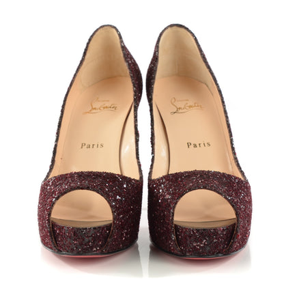 Christian Louboutin Glitter Very Prive 120 Pumps 38.5 Oxblood 2 of 7