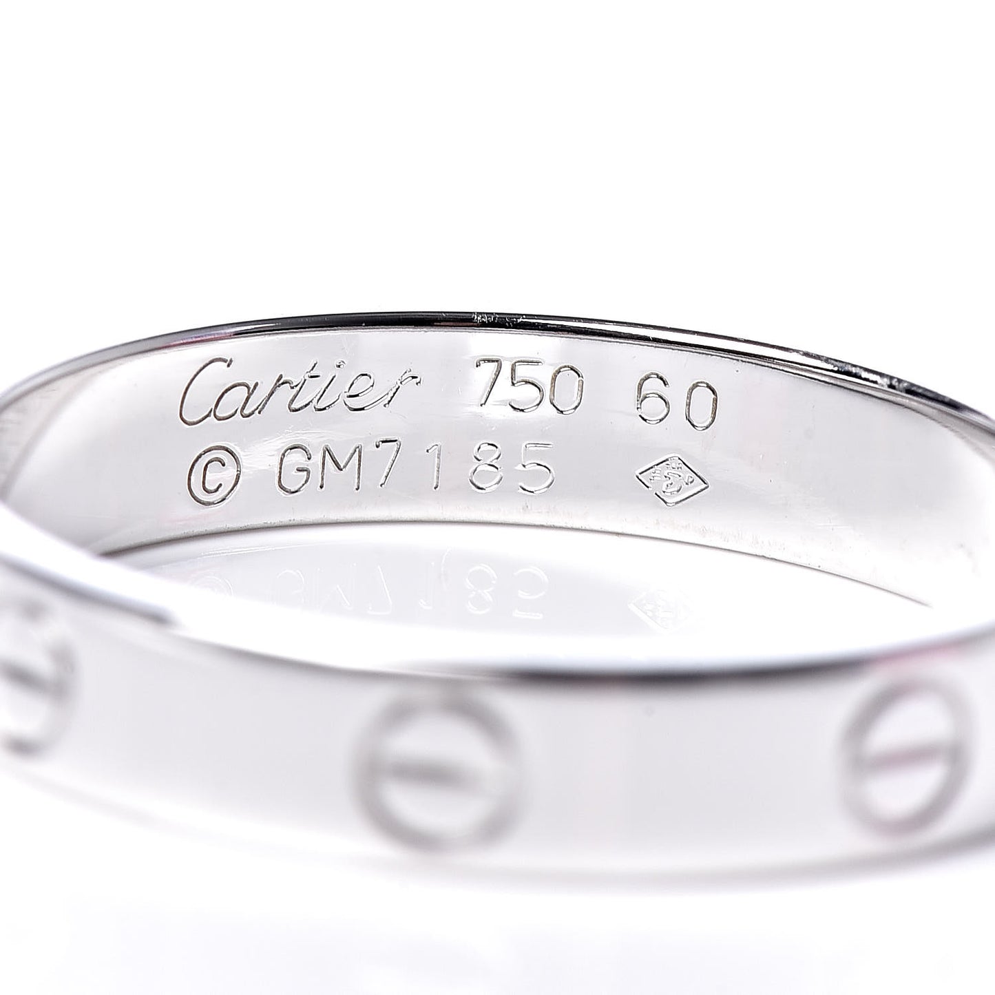 18K White Gold 4mm LOVE Wedding Band Ring 60 9.25