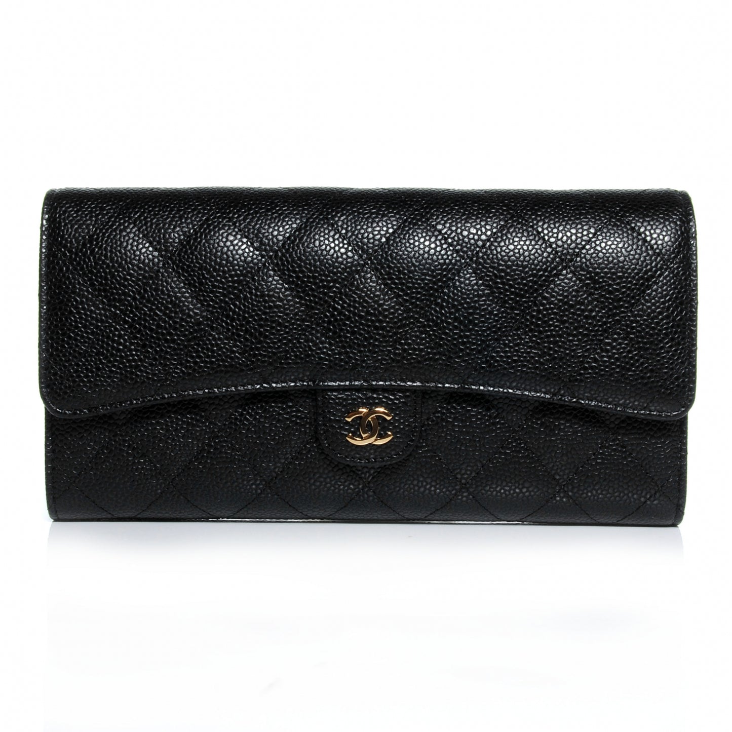 Caviar Quilted Travel Wallet Black