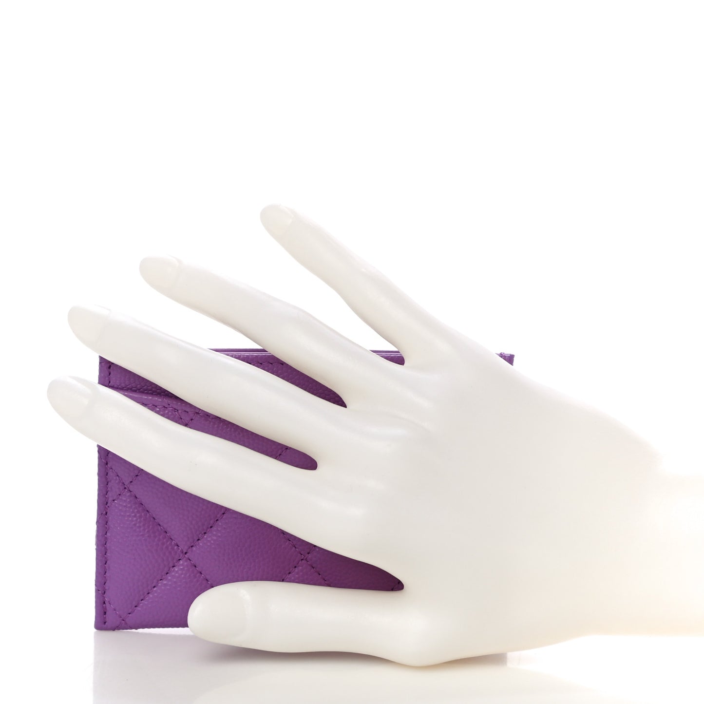 Caviar Quilted Card Holder Purple