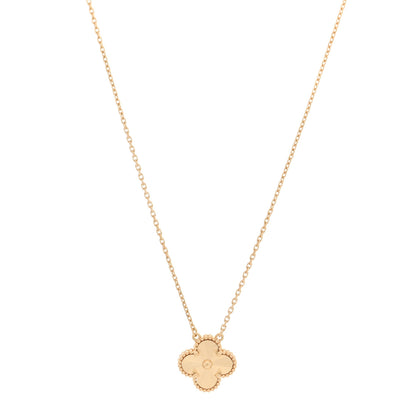 Van Cleef & Arpels 18K Yellow Gold Guilloche Vintage Alhambra Pendant Necklace 1 of 6