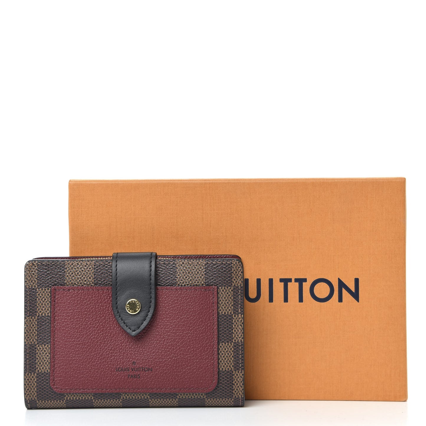 Damier Ebene Juliette Wallet Bordeaux Black
