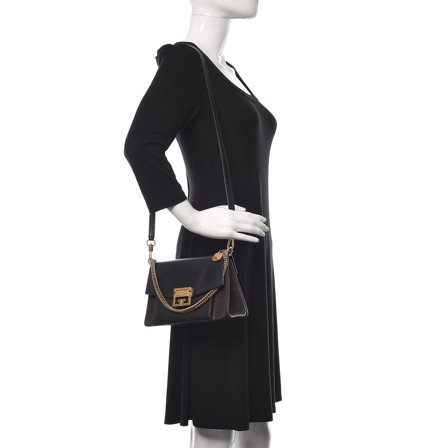 Givenchy Goatskin Suede Small GV3 Shoulder Bag Black 2 of 12