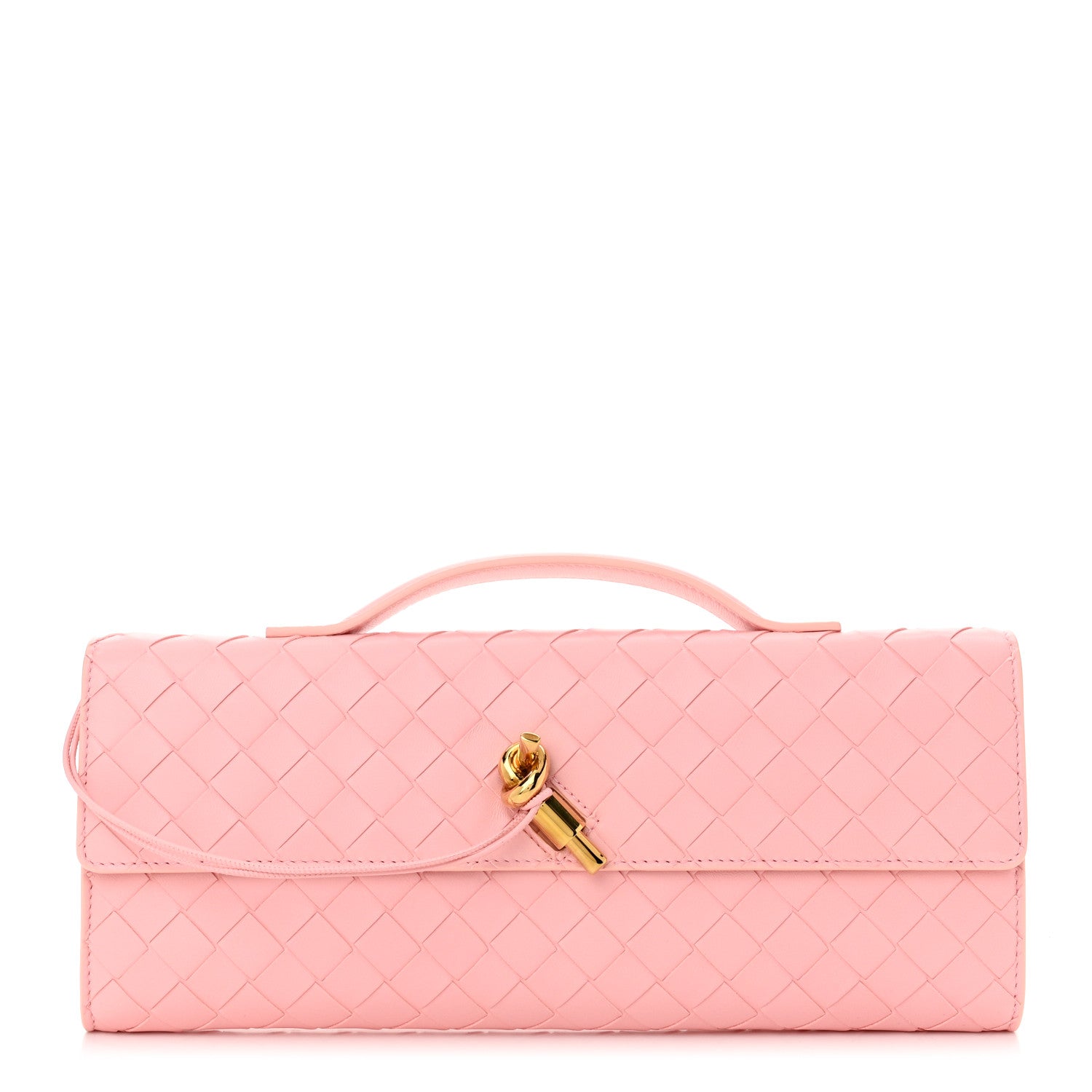 Bottega Veneta Nappa Intrecciato Long Andiamo Top Handle Clutch Rose 1 of 9