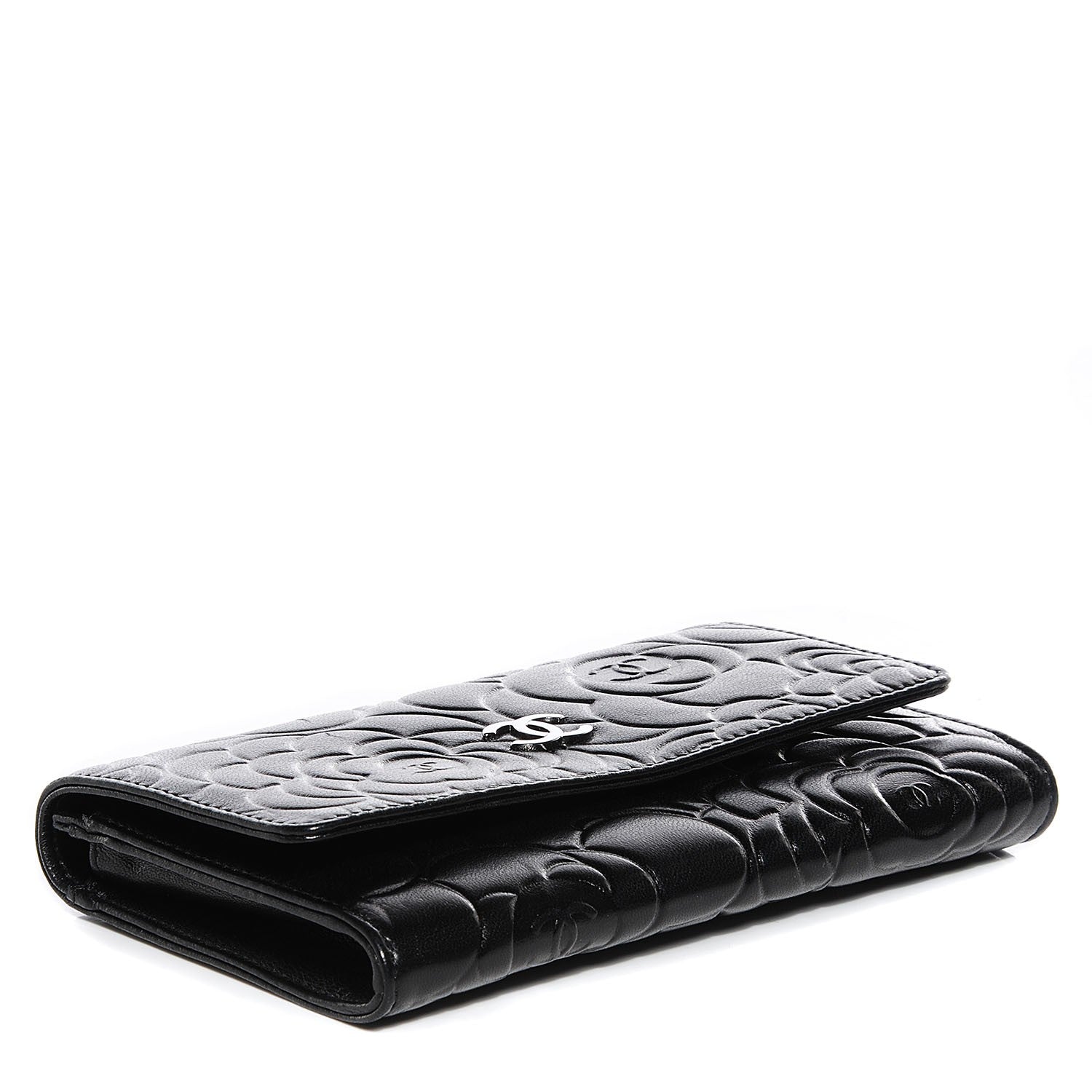 Chanel Lambskin Camellia Flap Wallet Black 5 of 8