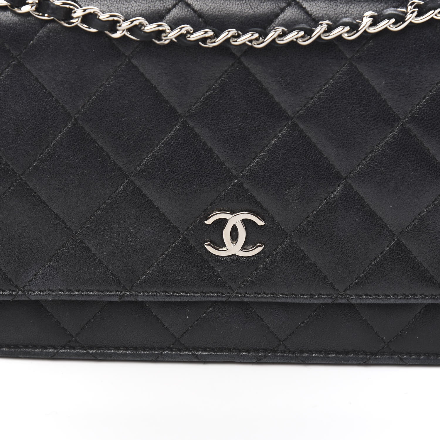 Chanel Lambskin Quilted Wallet On Chain WOC Black 10 of 10
