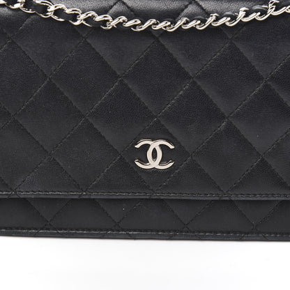 Chanel Lambskin Quilted Wallet On Chain WOC Black 10 of 10