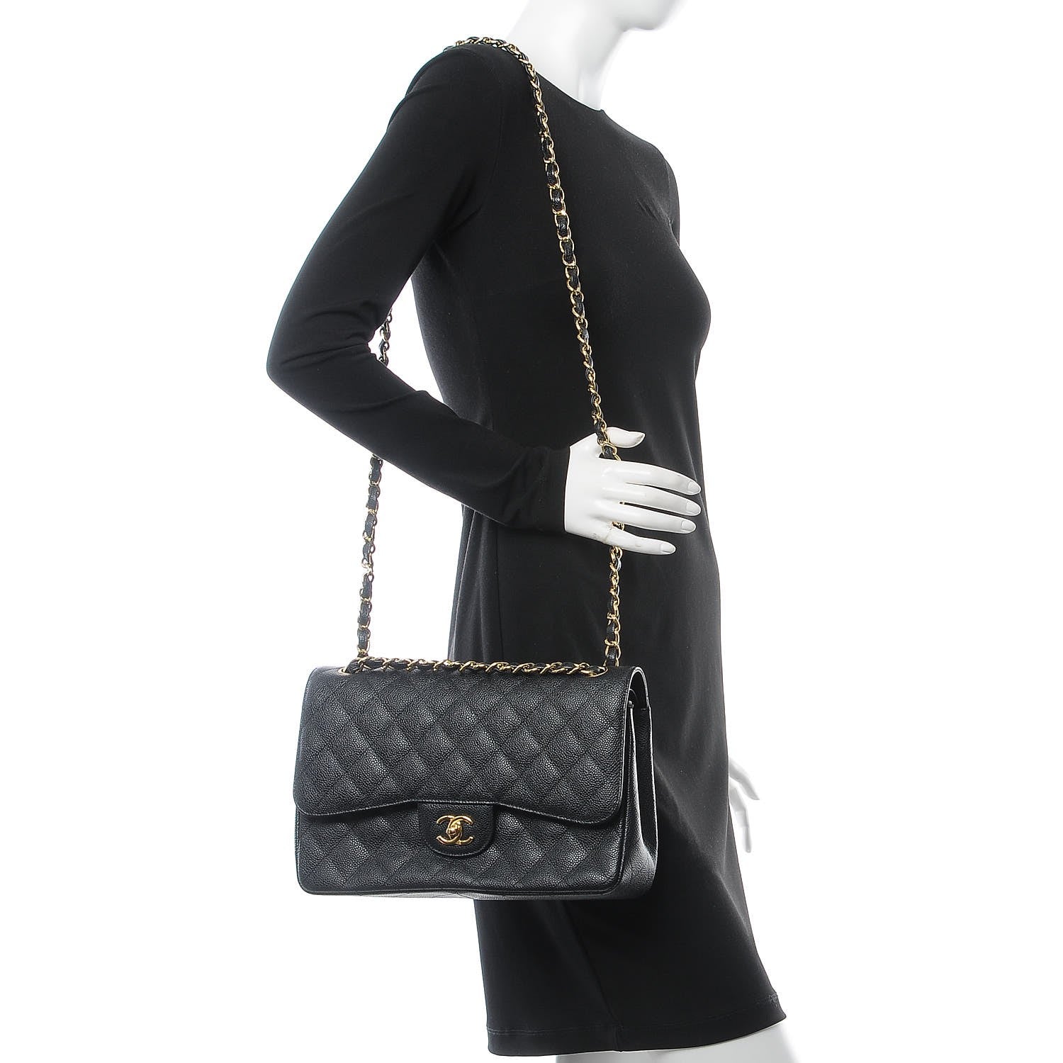 Chanel Caviar Quilted Jumbo Double Flap Black 2 of 7