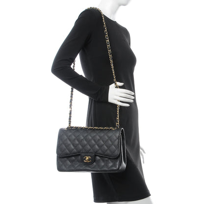 Chanel Caviar Quilted Jumbo Double Flap Black 2 of 7