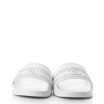 Chanel PVC CC Mules Sandals 36 White Grey 2 of 7