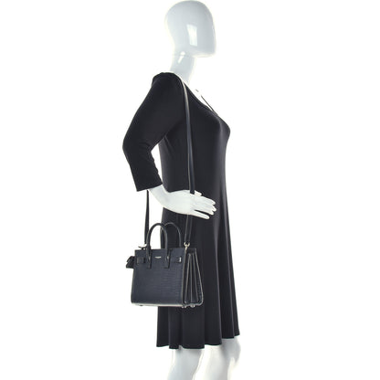 Saint Laurent Calfskin Lizard Embossed Nano Sac De Jour Black 2 of 10
