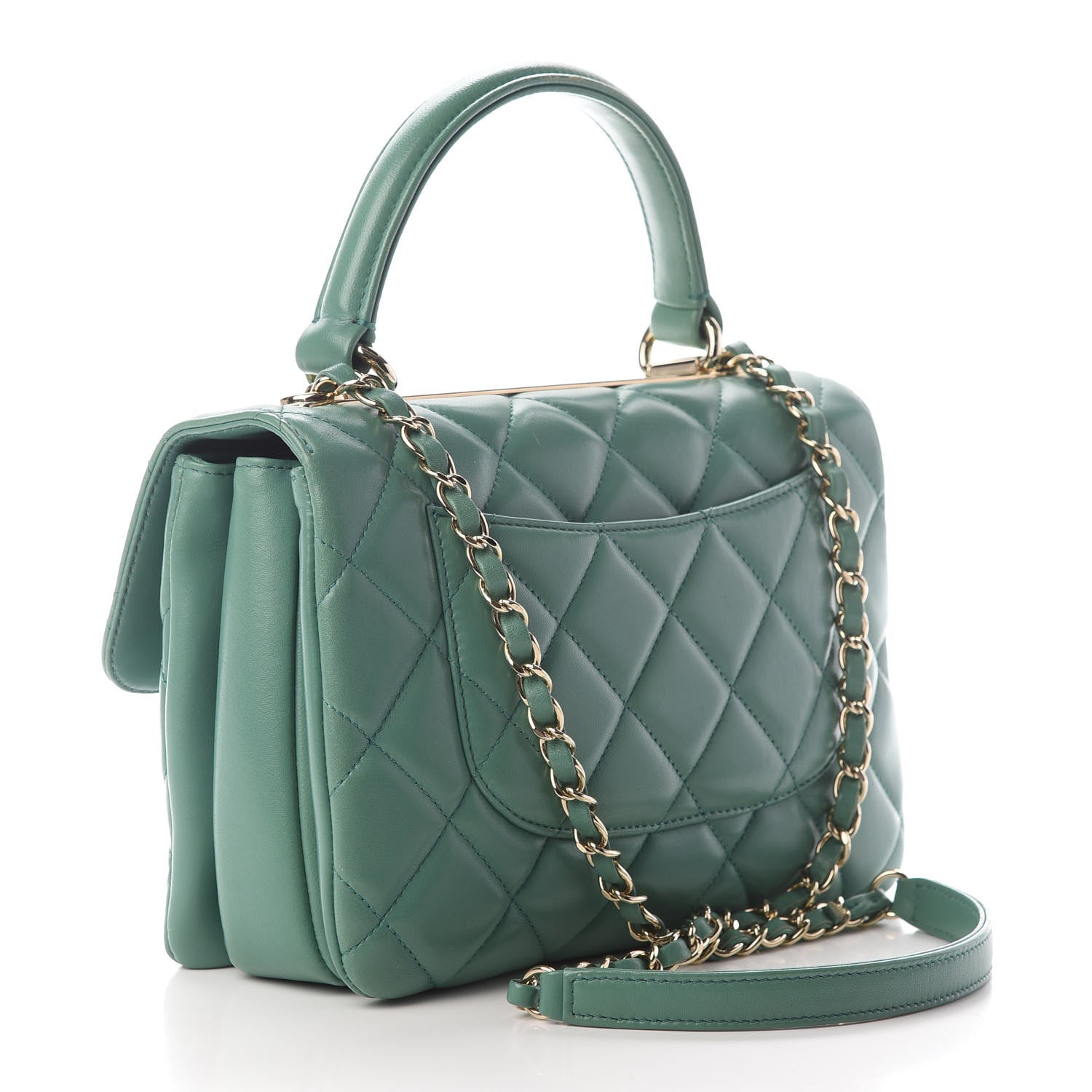 Chanel Lambskin Quilted Small Trendy CC Flap Dual Handle Bag Light Green 3 of 9