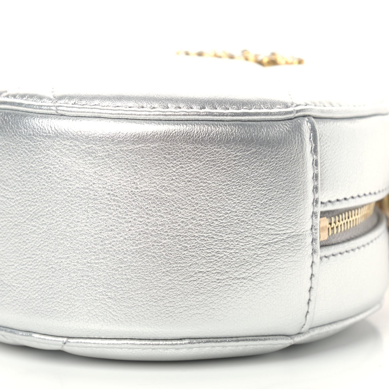 Chanel Metallic Lambskin Quilted Chanel 19 Round Clutch With Chain Silver 9 of 9