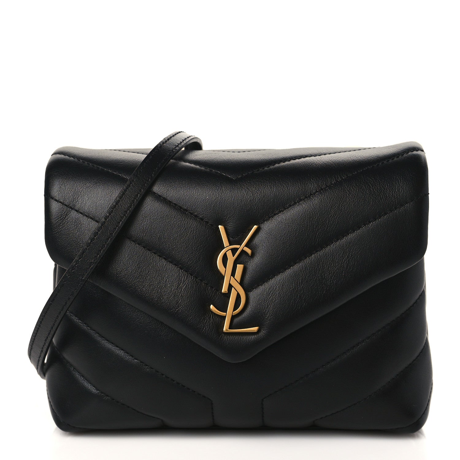 Saint Laurent Calfskin Y Quilted Monogram Toy Loulou Crossbody Bag Black 1 of 9