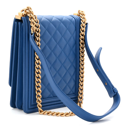 Chanel Calfskin Quilted North South Boy Flap Blue 3 of 10