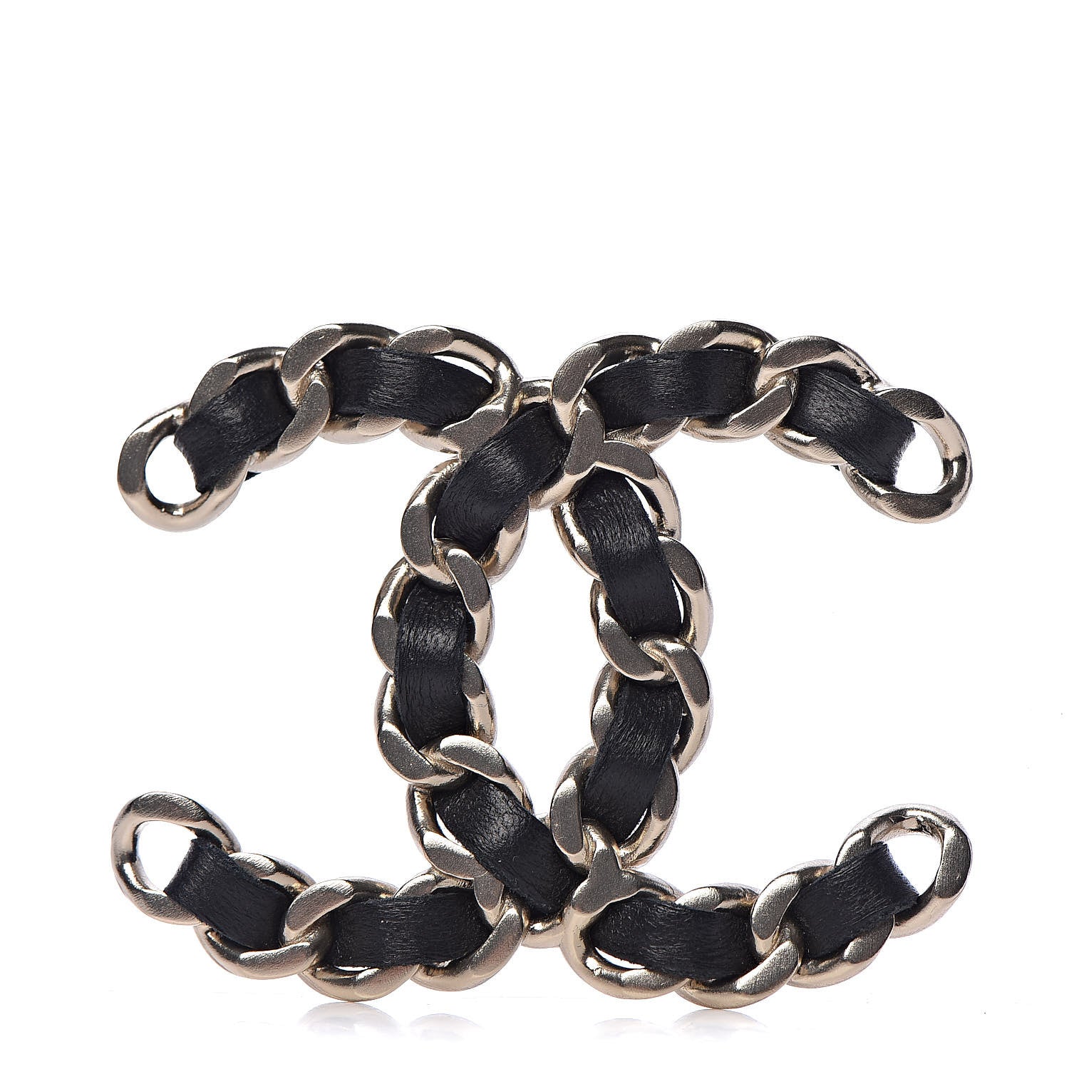 Chanel Lambskin Chain CC Brooch Black Gold 1 of 5