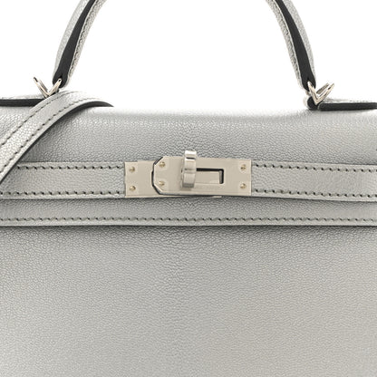Hermes Metallic Chevre Chamkilight Mini Kelly Sellier 20 Argent 7 of 10