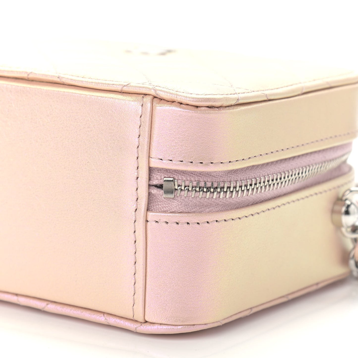 Iridescent Calfskin Quilted Camera Bag Pink