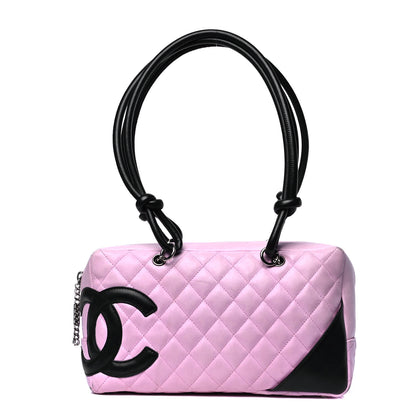 Chanel Calfskin Quilted Large Cambon Bowler Pink Black 1 of 9